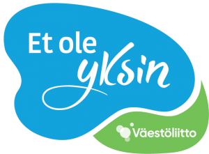 Sinivihreä et ole yksin -logo